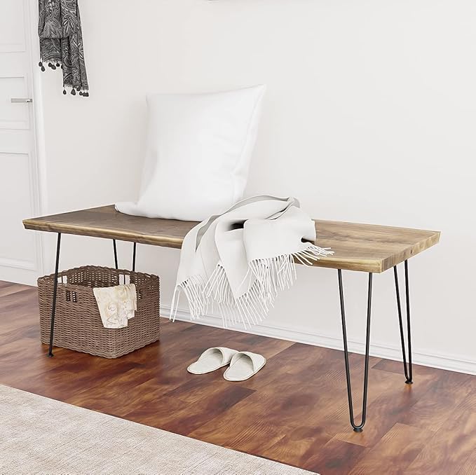 SMARTSTANDARD 18 Inch Heavy Duty Hairpin Furniture Legs, Metal Home DIY Projects for Nightstand, Coffee Table, Desk, etc with Rubber Floor Protectors Black 4PCS