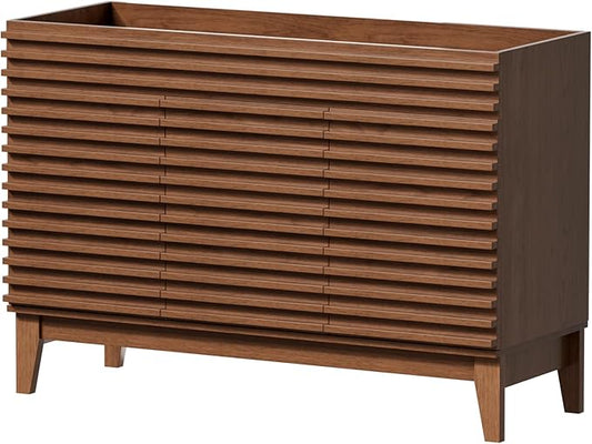 APRILSOUL 48" Bathroom Vanity, Mid-Century Bathroom Vanity Cabinet with 2 Soft Closing Doors, Freestanding Bathroom Cabinet, Particleboard Frame with Wood Grain Laminate, Walnut (Sink Not Included)