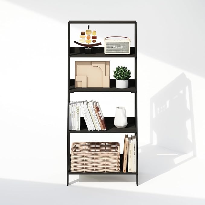 Furinno Ladder Display Shelf, 5-Tier Ladder Shelf, Ladder Bookshelf, Display Storage Shelves, 13 x 23.6 x 53.5, for Living Room, Home Office, Espresso