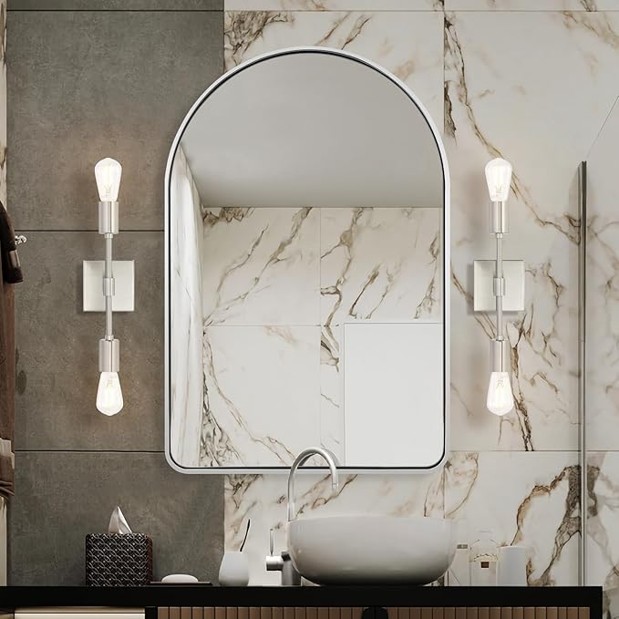 ANDY STAR Chrome Arch Mirror, 20x30'' Polished Chrome, Wall-Mounted Vertical 1'' Deep