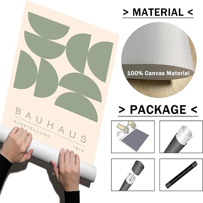 Geometric Line Wall Art Bauhaus 1923 Poster Sage Green Abstract Paintings Mid Century Modern Artwork Bauhaus Exhibition Poster Abstract Shape Prints Boho Modern Picture for Livingroom 16x24in Unframed