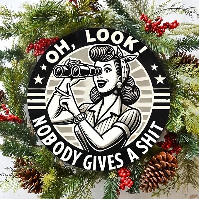 1pc Humorous Quote Round Iron Sign, 8x8 Inch "Nobody Gives a Shit" Wall Art, Decorative Metal Plaque for Home, Garage, Street, Backyard, Club, Bar, Cafe - Gift Idea