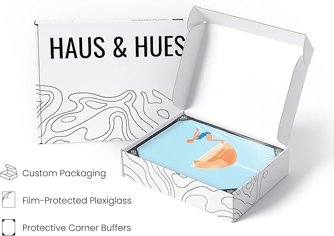 HAUS AND HUES Preppy Bar Wall Decor Framed - Blue and Orange Bar Cart Decor, Colorful Bar Wall Art Prints, Vintage Cocktail Poster, Alcohol Art Decorations, Aperol Spritz (24x36 Black Frame)