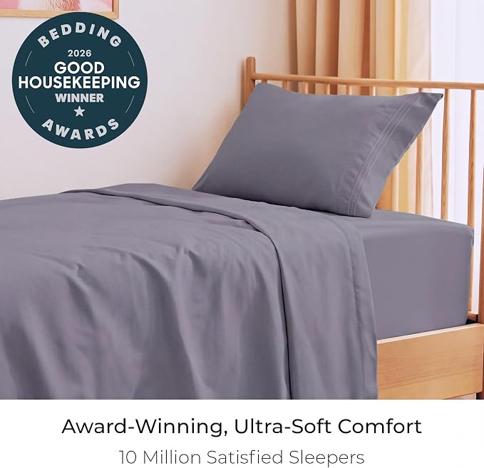 Mellanni Twin XL Sheets Set - 3 PC Iconic Collection Bedding - Hotel Luxury, Extra Soft, Cooling Bed Sheets - Wrinkle, Fade, Stain Resistant (Twin Extra Long, Hazy Lilac)