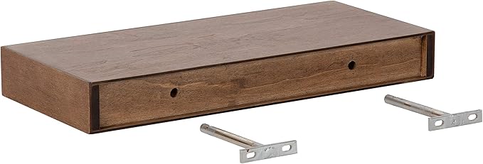 Kate and Laurel Havlock Modern Floating Shelves, Set of 2, Rustic Brown, Sophisticated Storage and Display Shelves for Wall