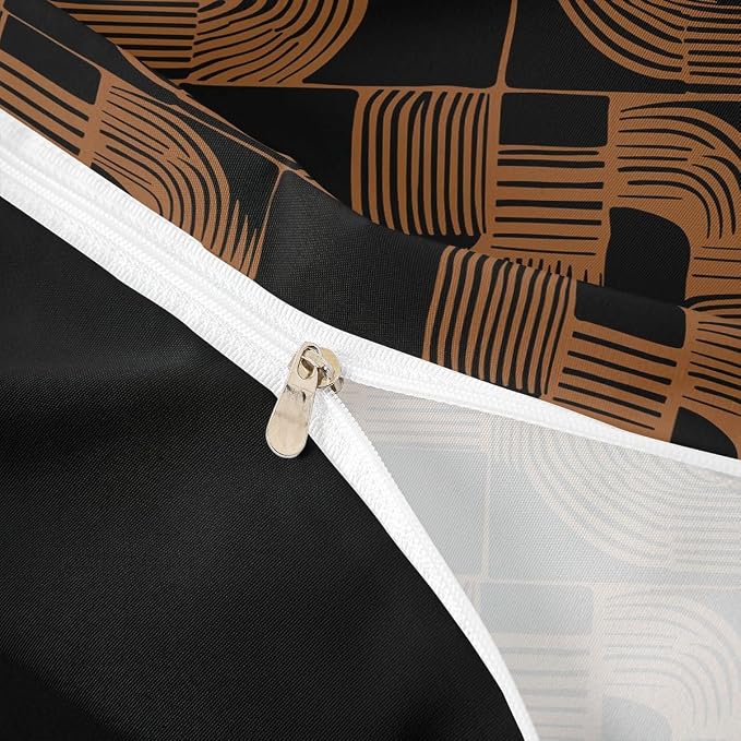 Erosebridal Mid Century Boys Duvet Cover Toddler Size Bohemian Ethnic Bedding Set 2 Piece Boho Geometric Comforter Cover Modern Simple Black Stripes Bed Sets for Kids Teens Adult Men Bedroom Decor
