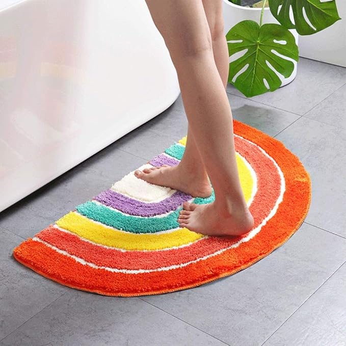 UKELER Bath Rug for Bathroom Non Slip Absorbent Bath Mat Washable Entrance Rug Door Mat Colorful Rainbow Area Rugs for Kids Playroom Nursery Decor 31.5''x19.7''