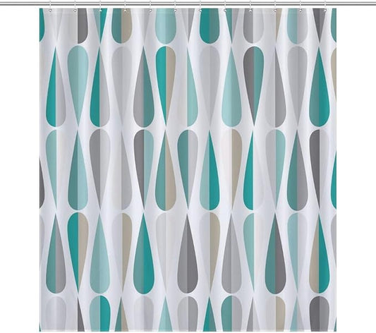 Mid Century Shower Curtain,Modern Retro with Drop Shapes Geometric 1960s Decor Bathroom Curtain Polyester Waterproof Fabric 66x72in（168x183cm）