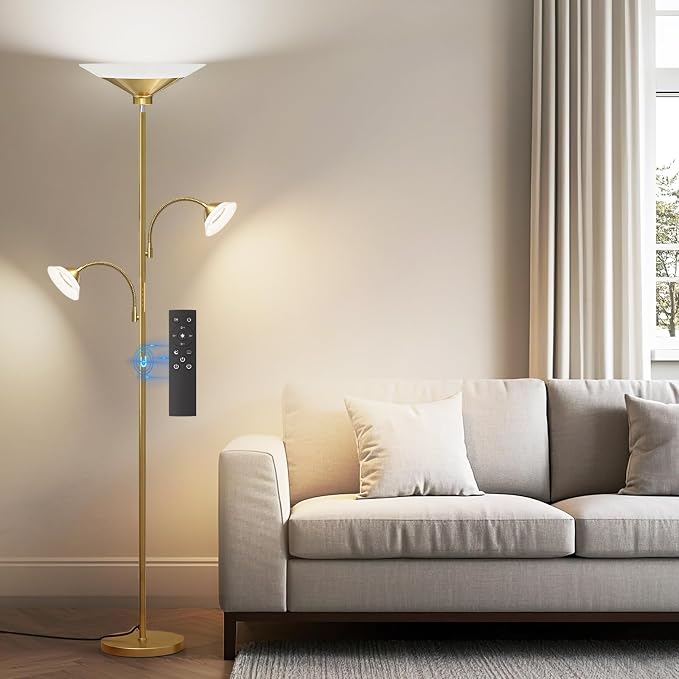 SIBRILLE 3 Way Torchiere Floor Lamp - 42W Dimmable LED Tree Standing Lamp with Remote, 2300LM, Color Changing, 72" Tall Bright Floor Lamp for Living Room Bedroom Office