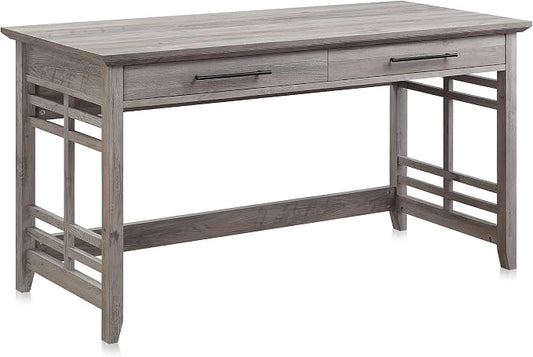 BELLEZE Modern Simple Home Office Computer Laptop Writing Desk Wood Study Table Workstation with Drawers - 55 Inch - Norrell (Gray Wash)