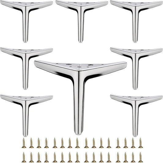 6 inch/15cm Shiny Chrome Metal Furniture Legs Set of 8, DIY Replacement for Short Cabinet Legs, Sofa Legs, Small Dresser Legs