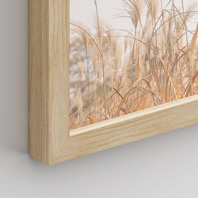 SIGNWIN Framed White Pampas Grass Beach Ocean Shore Horizon Wall Art, Set of 4 Landscape Colorful Wall Decor Prints, Nature Wilderness Wall Décor for Living Room, Bedroom - 12"x16" Natural