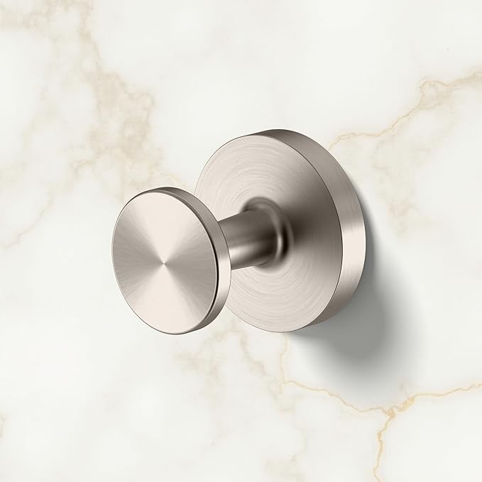 Gatco Bath Towel Hook | Retro–Modern Wall Hook for Robes, Towels, and Clothes | Gibson 5215SN, Satin Nickel