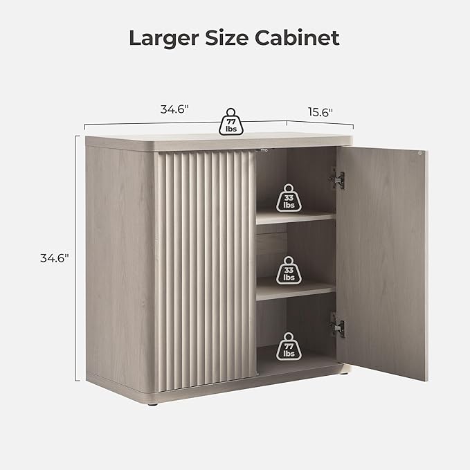 SICOTAS Buffet Cabinet with Storage 69.2" Sideboard Accent Modern Credenza with Doors & Shelves Fluted Tall Media Console Mid Century Coffee Bar Table for Living Room Kitchen Dining Room Hallway