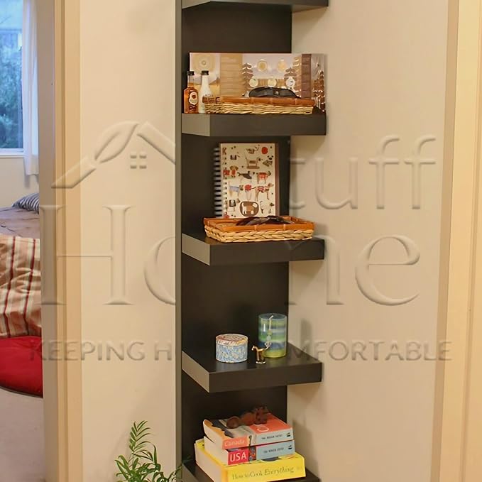 Home Stuff Wall Shelf Unit, 11 3/4x74 3/4,Use Fixing Devices Suitable for The Walls in Your Home. (2 x Black)