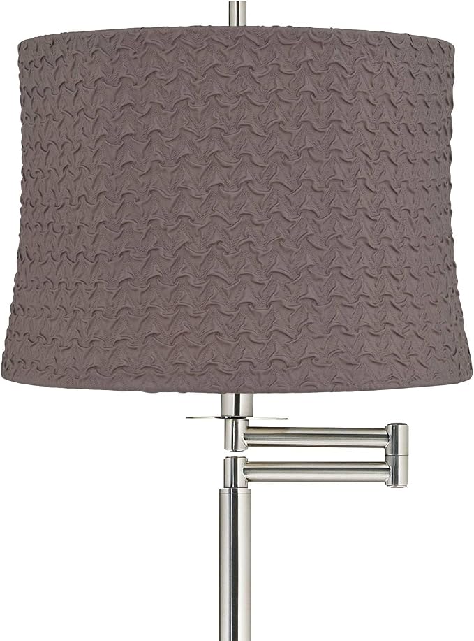 360 Lighting Druckman Modern 60 1/2" Tall Standing Floor Lamp Skinny Adjustable Swing Arm Pole Silver Metal Brushed Nickel Finish Living Room Bedroom House Reading Office Sierra Gray Drum Shade