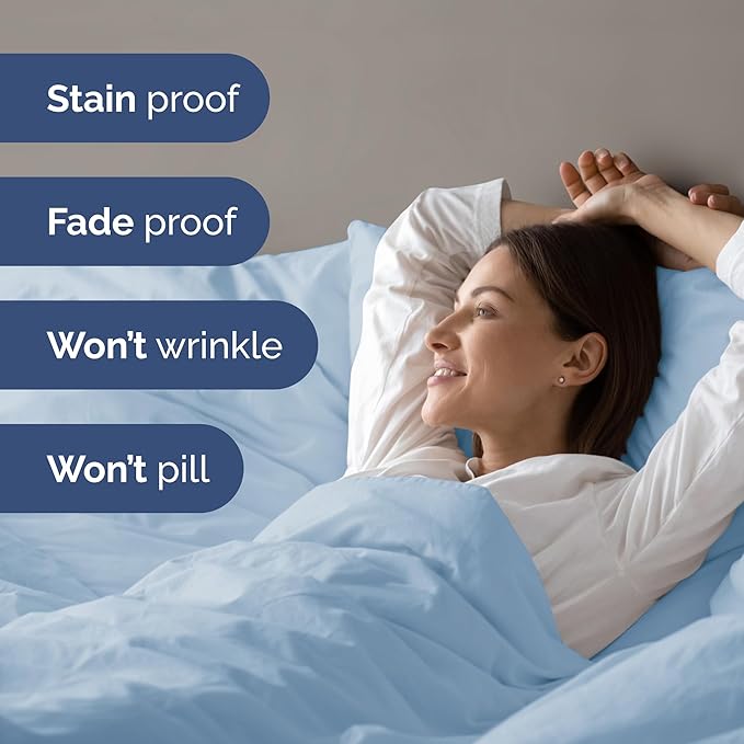 Duvet Cover Twin/Twin XL Size - Extra Soft Twin/Twin XL Size Duvet Cover - Breathable, Easy Care and Fade Free with Zipper Closures & Ties - 68" x 90" Inches - (Sky Blue) Comforter Not Included