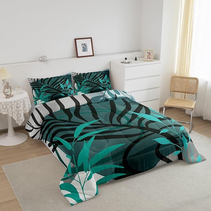 Erosebridal Aesthetic Minimalist Comforter Set Twin Blackish Green Grey Bedding Set, Modern Mid Century Bedding Comforter Sets Abstract Artwork Duvet, Quilted Comforter with 1 Pillowcase
