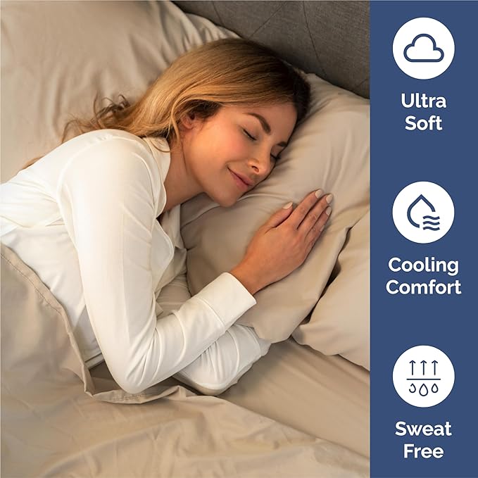 Split King Size 5 Piece Sheet Set - Comfy Breathable & Cooling Sheets - Hotel Luxury Bed Sheets for Women & Men - Deep Pockets, Easy-Fit, Soft and Wrinkle Free Sheets - Cream Oeko-Tex Bed Sheet Set