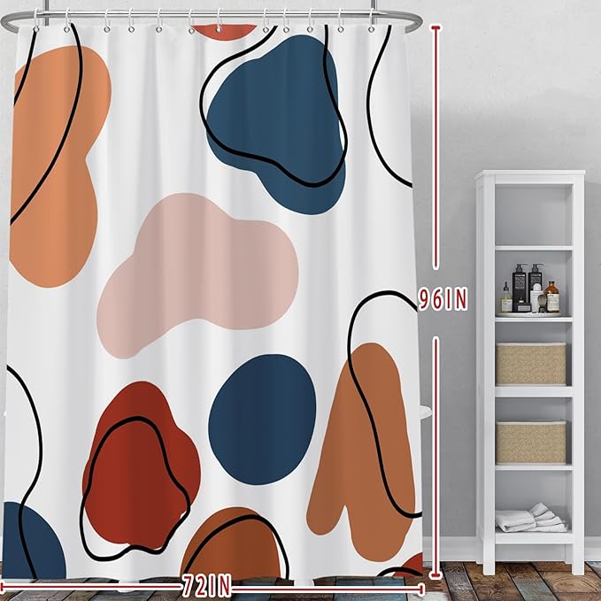 Baocicoo Abstract Bohemian Shower Curtain Pink Red Orange Texture Modern Striped Fashion Minimalism Shower Curtains for Hotel Spa Home Bathtubs Bath Waterproof Fabric with Hooks 72x96 Inches