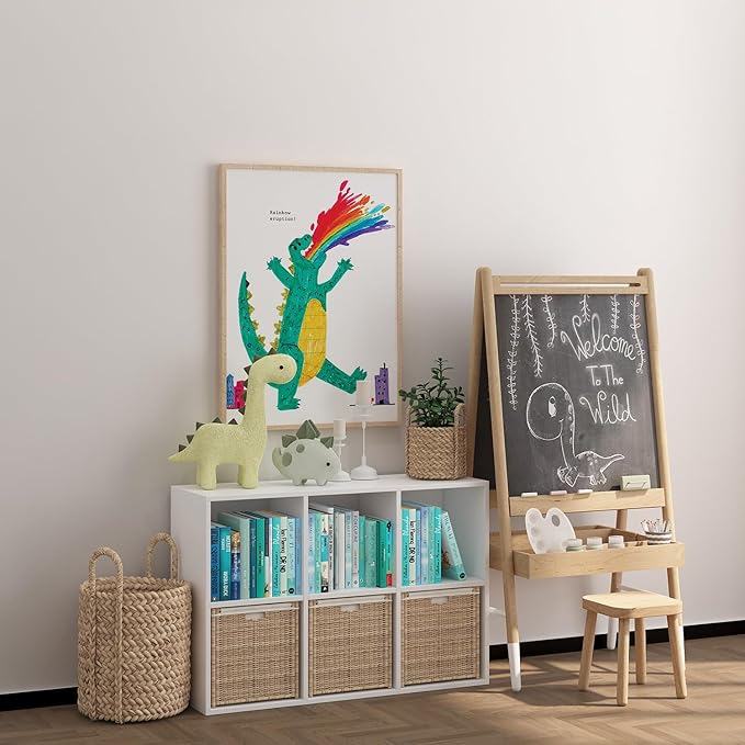 Wooden 6 Cube Storage Organizer with Closed Back Panel, White Cube Shelf Heavy Duty Cubby Storage Organizer with Compartments for Living, Display Shelf