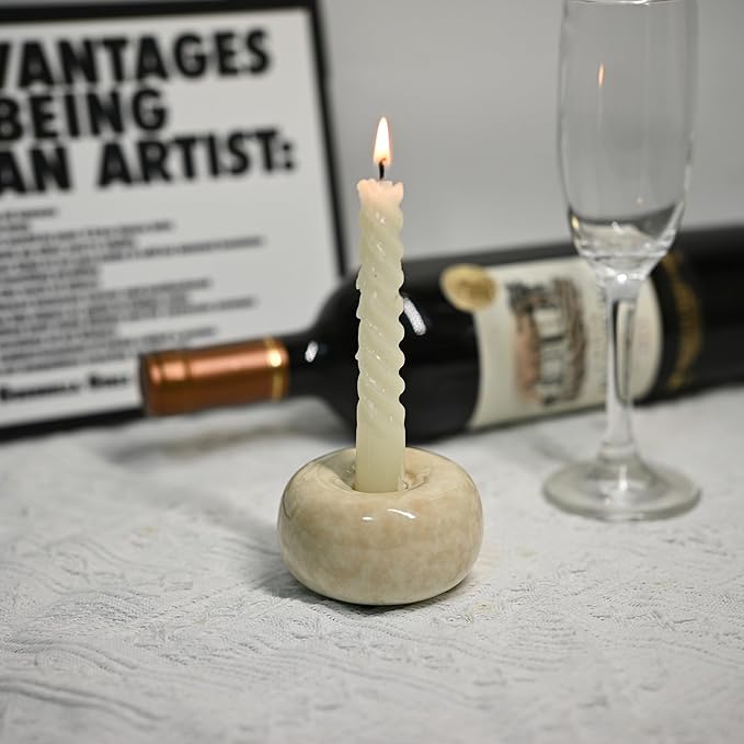 Ceramic Candle Holder, Modern Taper Candlestick Holder for Dining Table, Living Room Coffee Table, 0.86 Inch Diameter Candelabra for Taper Candles