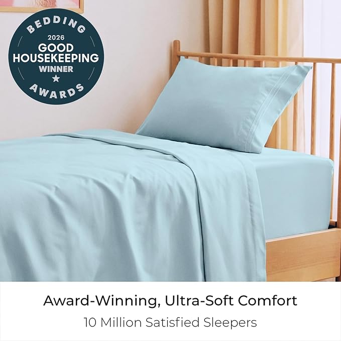 Mellanni Twin XL Sheets Set - 3 PC Iconic Collection Bedding - Hotel Luxury, Extra Soft, Cooling Bed Sheets - Wrinkle, Fade, Stain Resistant (Twin Extra Long, Aqua)