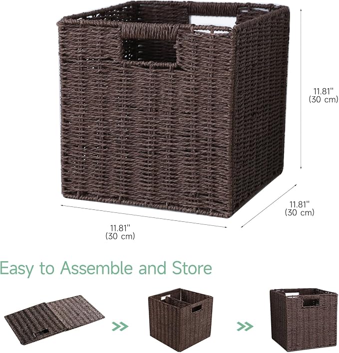 IRONMIX Metal 4 Cube Storage Organizer with 2 Storage Basket, Short Black Bookshelf with Storage, Horizontal Bookshelf, 2 Tier Open Bookcase Cube Shelf for Home Office Library (Black, 700 with Basket)