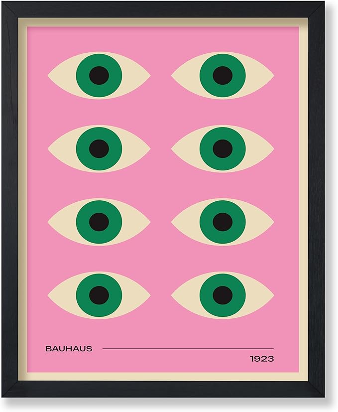 Poster Master Bauhaus Poster - Green Eyes Print - Graphic Design Art - Geometric Art - Chic Boho Art - Mid Century Modern Art - Abstract Art - Living Room or Bedroom Decor - 8x10 UNFRAMED Wall Art