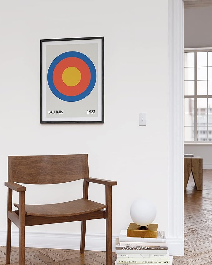 HAUS AND HUES Bauhaus Wall Art - Contemporary Wall Art, Geometric Bauhaus Poster, Vintage Colorful Print (Black Frame, 12x16)