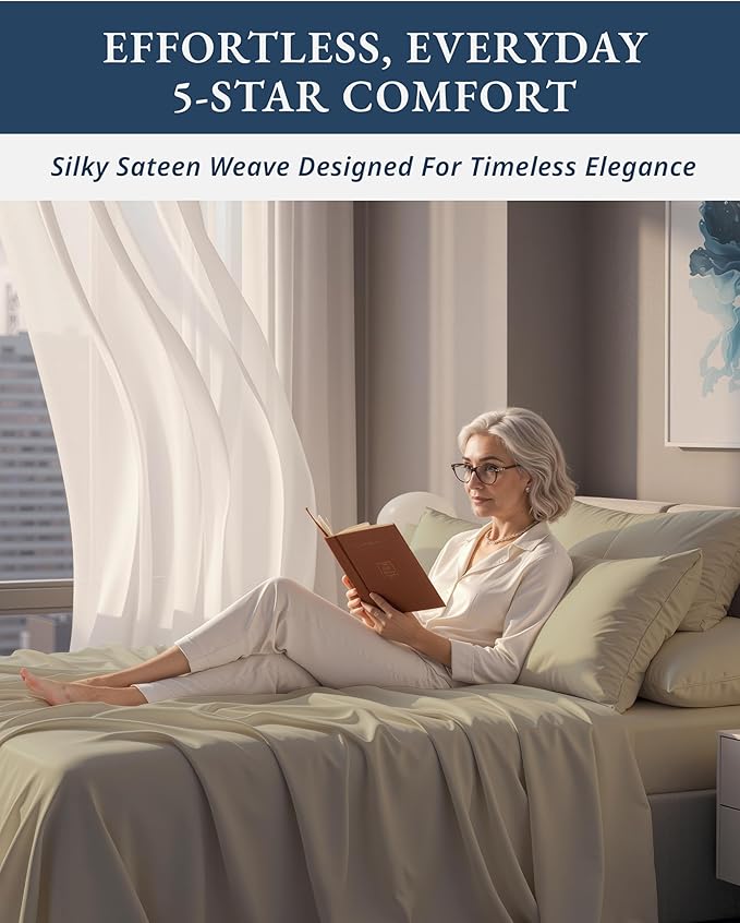 100% Egyptian Cotton King Size Bed Sheets - Naturally Breathable & Durable Winter Comfort, Ultra-Soft Hotel Comfort with 15" Deep Pocket King Sheets, Silky Sateen Weave Luxury You Can Feel - Linen