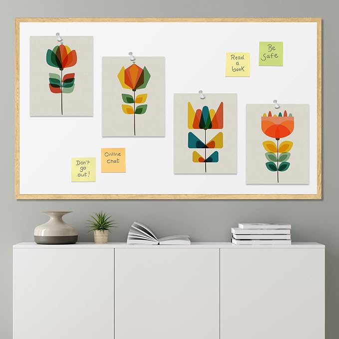 SIGNWIN Adhesive Canvas Poster Mid-Century Modern Retro Botanical Flower Garden Abstract Geometric Digital Art Modern Art Decorative Zen Multicolor Minimalism for Bedroom - 12"x16"x4