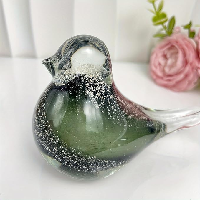 Glass Bird Decor Crystal Bird Sculpture Nature-Themed Home Accents Figurines Ornament Modern Art Living Room Shelves Tabletops