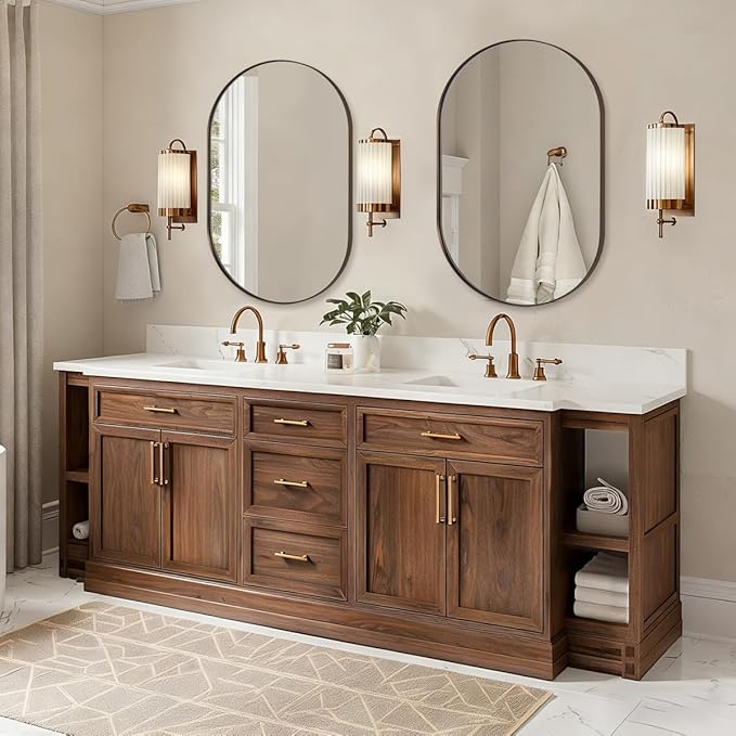 ANDY STAR 24x32'' Oval Bathroom Mirror, Bronze Oval Mirror Pill-Shaped Design in Stainless Steel Metal Frame for Bathroom, Entryway, Living Room, Contemporary 1" Deep Wall Mount Vertical or Horizontal