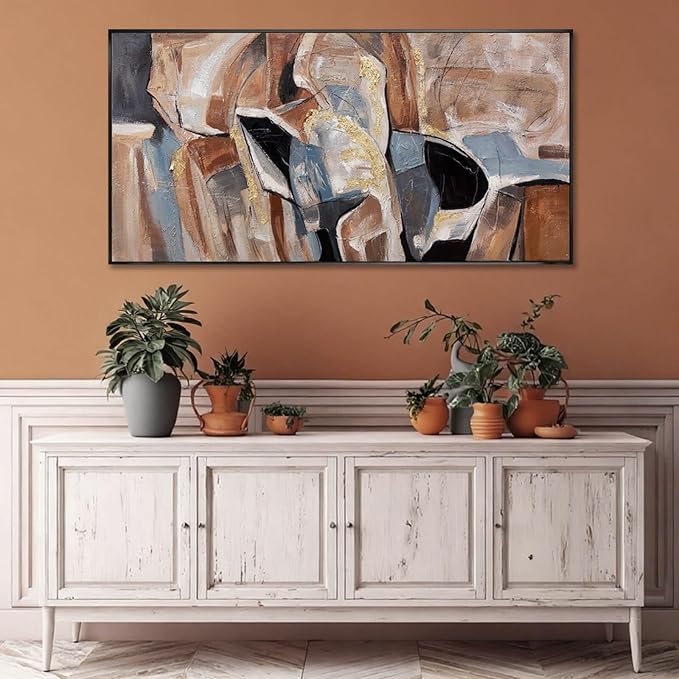 SOUGUAN Graffiti Wall Decor Contemporary Canvas Wall Art Black and Brown Decorative Painting 24"x48" Artwork for Bedroom Kitchen Pictures