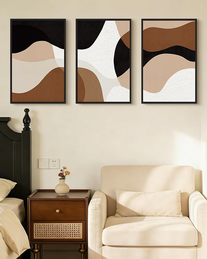 Drsoum Large 16x24in Black Abstract Framed Wall Art Decor Minimalist Geometry Prints Shapes Illustrations Modern Art Decorative Ready to Hang - Black Framed