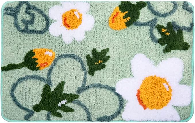 Hi Space Bathroom Rugs Mat 26x18IN Floral Bath Mat for Bathroom Non Slip Machine Washable Soft Microfiber Absorbent Cute Bath Rug Plush Carpet for Tub Shower Sink Fluffy Home Decor Accessories