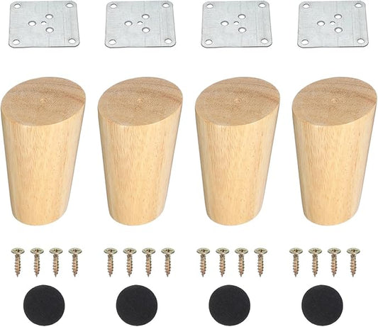 PATIKIL Wood Furniture Legs, 4Pcs 3.1" Tapered Replacement Sofa Leg for Chair Couch Bed Coffee Table Dresser, Wood Color