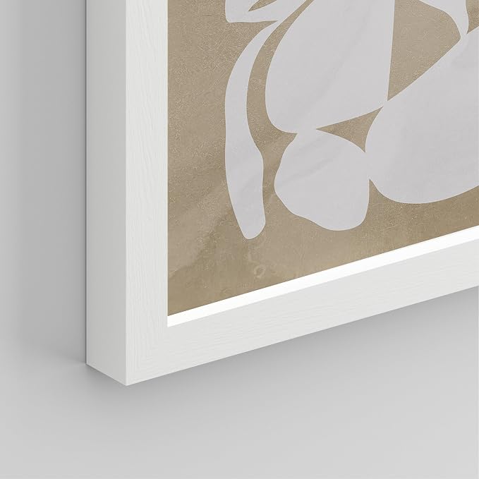 SIGNWIN Framed Tropical Mid-Century Wall Art, Set of 4 Modern Hawaiian Geometric Print Wall Decor Prints, Nature Wilderness Wall Décor for Living Room, Bedroom - 12"x16" White