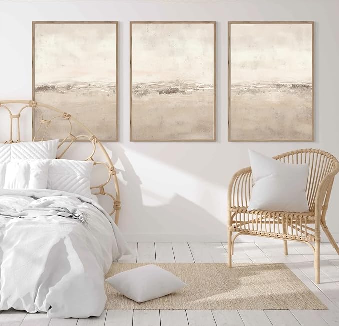 Baccone Beige Abstract Wall Art Set of 3 Neutral Canvas Wall Art Prints Boho Abstract Picture Modern Abstract Art Wall Decor Minimalist Artwork for Living Room Beroom Decor 16x24 Inch UNFRAMED