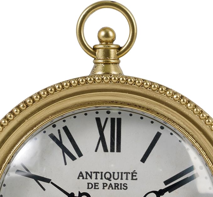 NIKKY HOME Gold Table Clock, Silent Non-Ticking Shelf Desk Top Clock Battery Operated Classic Design, Decorative Home Decor for Living Room, Fireplace Mantel, Desktop, Countertop