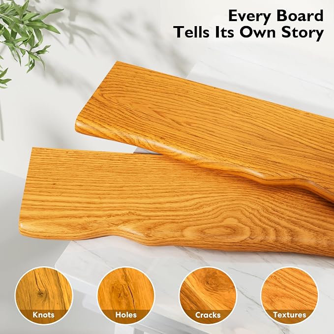 Solid Wood Live Edge Floating Shelves Set of 2 – 24" Rustic Wall Shelf with Hidden Bracket System, Wall Mounted Shelves for Bathroom, Kitchen, Living Room, Bedroom (Honey Walnut)