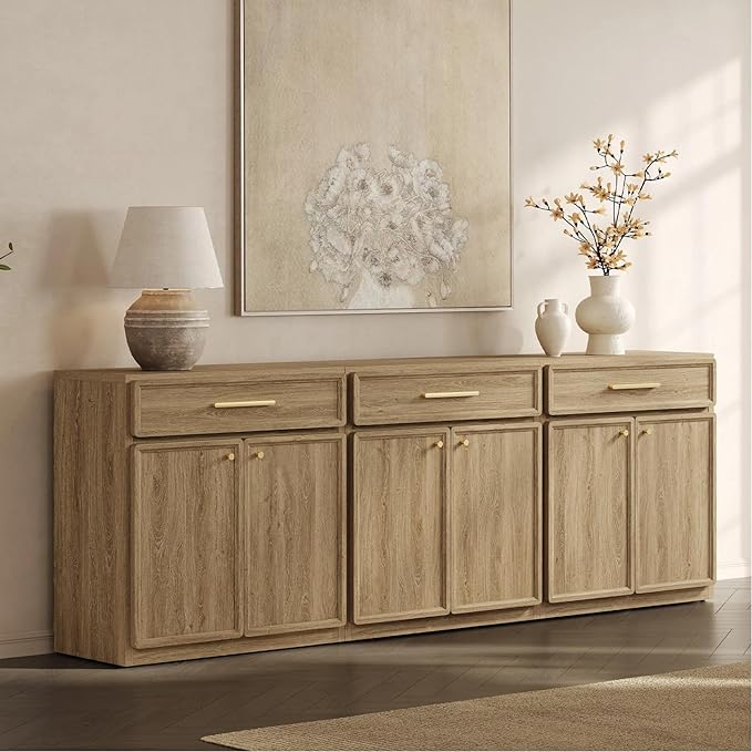 SICOTAS Buffet Cabinet with Storage Accent Storage Cabinet with Doors and Shelves 30" Modern Farmhouse Sideboard Credenza Buffet Table Coffee Bar for Living Room Kitchen Dining Room Entryway Hallway