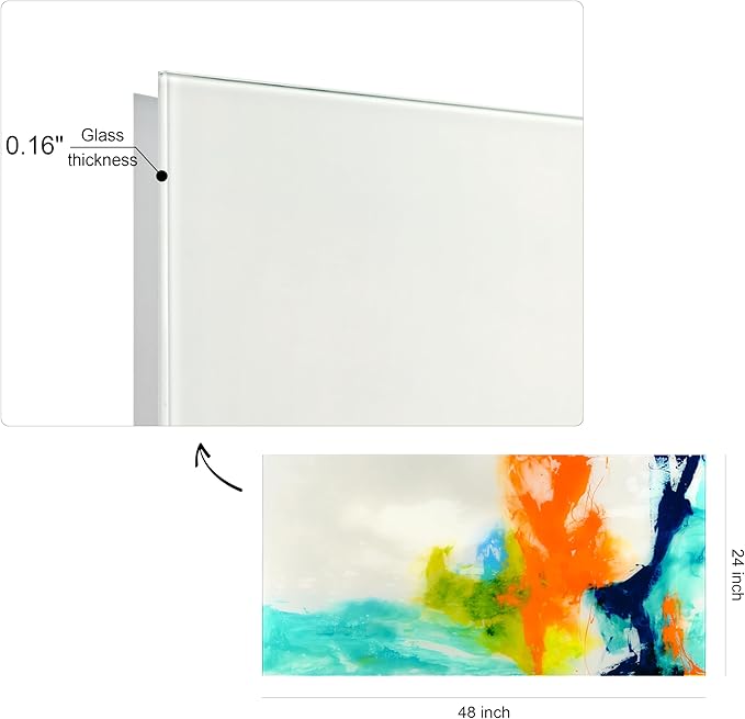 Empire Art Direct TMP-108453-2448 Tidal Abstract 1 Frameless Free Floating Tempered Glass Panel Graphic Wall Art, 48" x 24" x 0.2", Ready to Hang