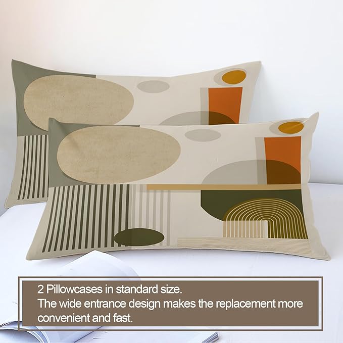 Middle Ages Duvet Cover California King, Retro Colorful Geometry Bedding Set 3 Piece Bedroom Decor Minimalism Patterned Comforter Cover with Zipper Ties & 2 Pillowcases