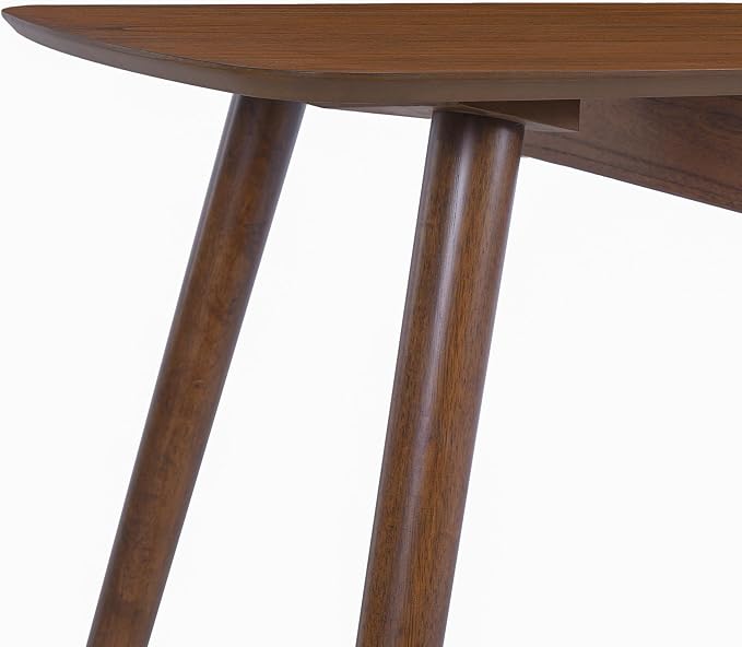 Wood Writing Desk with Drawers, Mid Century Desk with Solid Legs, Small Writing Desk for Small Spaces Bedroom Living Room, Easy Assembly (Walnut A)
