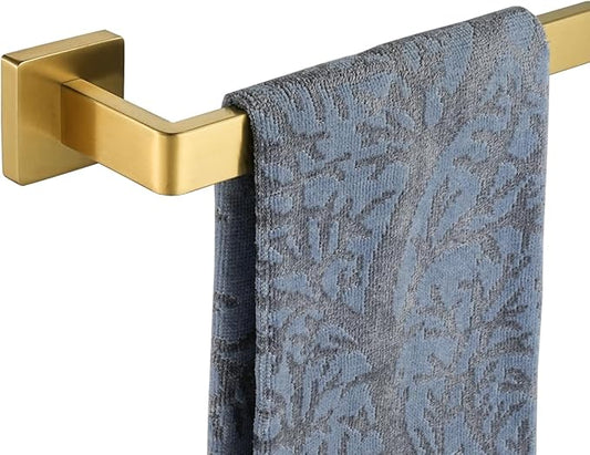 JQK Gold Towel Bar, Rounded Edges 14.41 Inch Towel Rack, 304 Stainless Steel Bathroom Wall Mount, Useable Length 12 Inch, TB250L12-BG