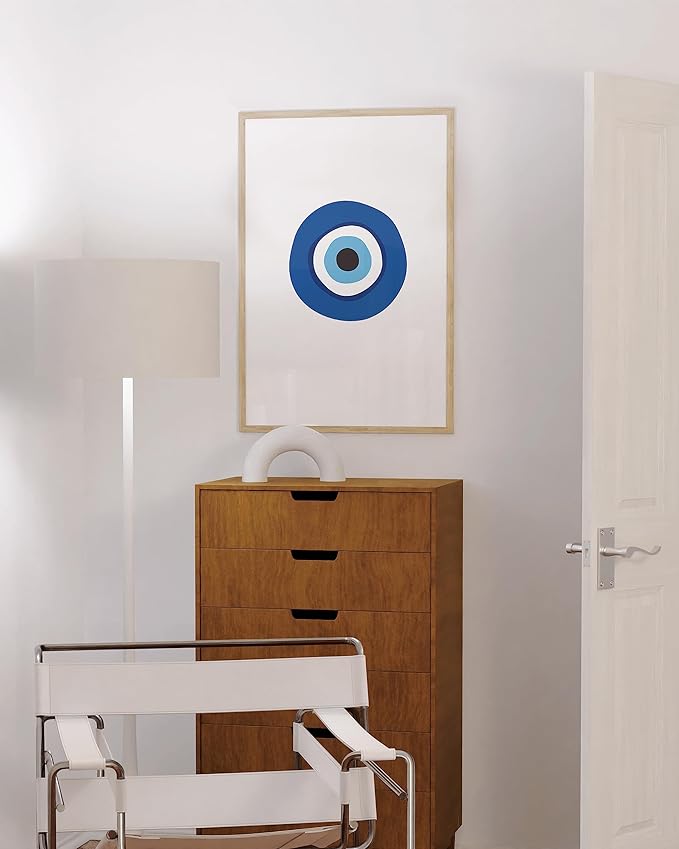 HAUS AND HUES Evil Eyes Poster - Abstract Blue Art for Room Aesthetic, Big Eyes Painting Prints (Unframed, 24x36)