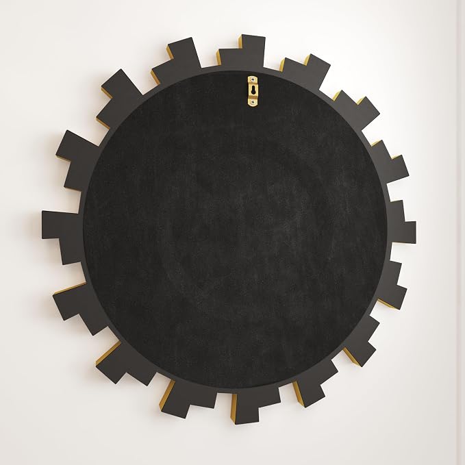 Sunburst Round Wall Mirror - 26" Large Starburst Decorative Mirror with 3D Beveled Glass Frame, Modern Frameless Unique Wall Decor for Living Room, Dining Room, Entryway, Fireplace