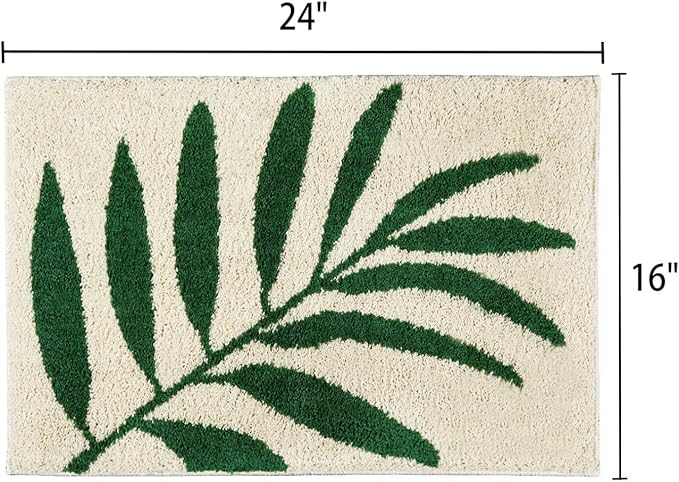 Hi Space Bathroom Rugs 24x16IN Leaves Bath Mat for Bathroom Non Slip Machine Washable Soft Mocrofiber Absorbent Cute Bath Rug Plush Carpet for Tub Shower Sink Fluffy Home Decor Accessories